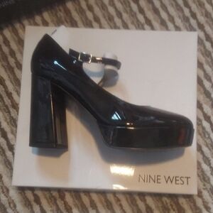 Nine West Black Patent Platform Heels